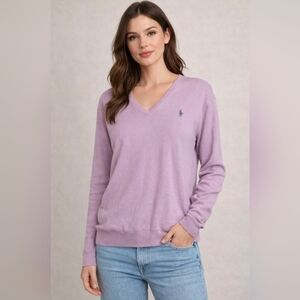 Vintage 80's Ralph Lauren Lavender V-Neck Cashmere